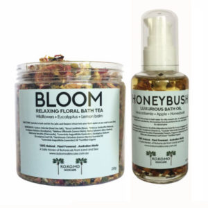 Bloom bathing tea honeybush bath oil luxurious pamper pack